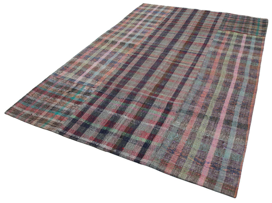 Kırk Yama Gri Patchwork Pamuk Yün El Dokuma Halısı 203x300 Agacan