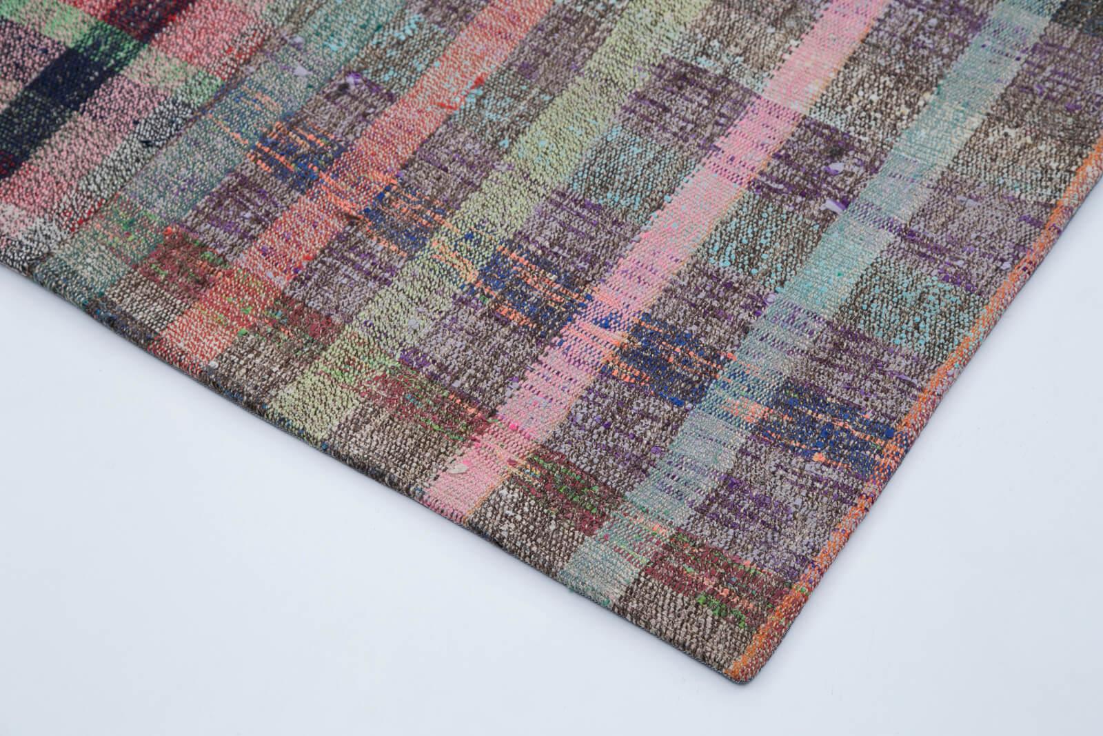 Kırk Yama Gri Patchwork Pamuk Yün El Dokuma Halısı 203x300 Agacan
