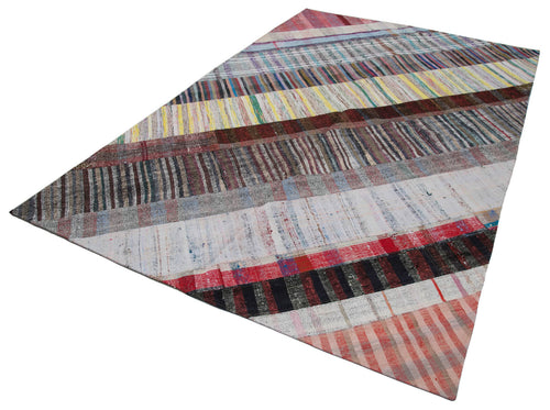 Kırk Yama Gri Patchwork Pamuk Yün El Dokuma Halısı 199x308 Agacan