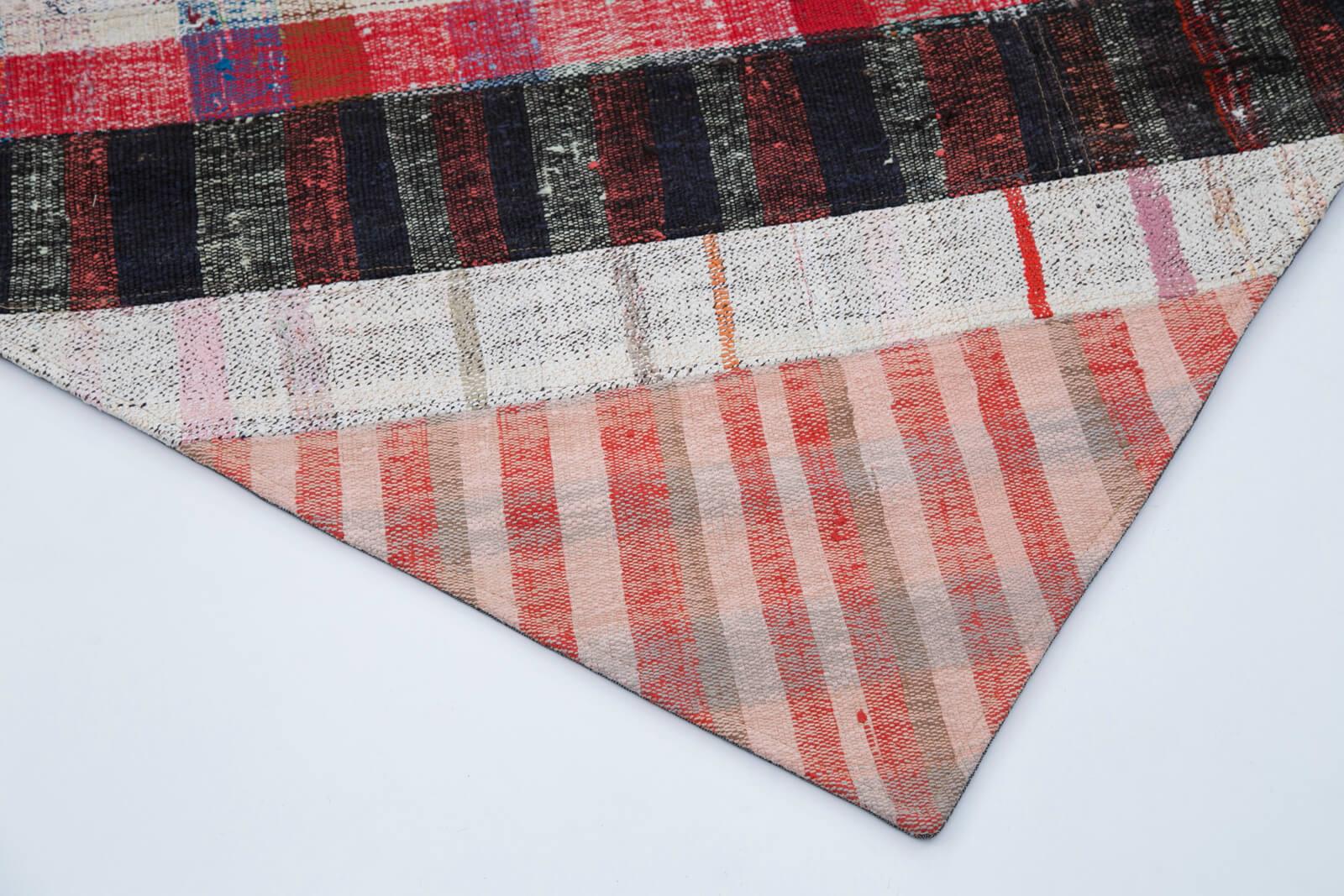 Kırk Yama Gri Patchwork Pamuk Yün El Dokuma Halısı 199x308 Agacan