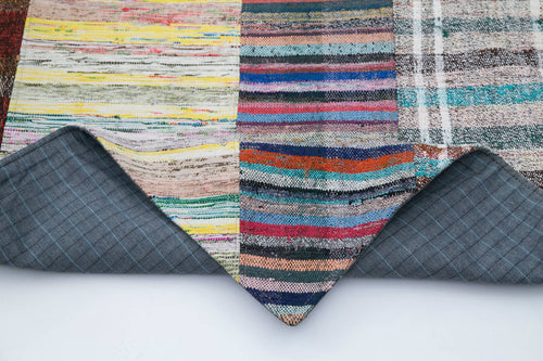 Kırk Yama Gri Patchwork Pamuk Yün El Dokuma Halısı 199x308 Agacan