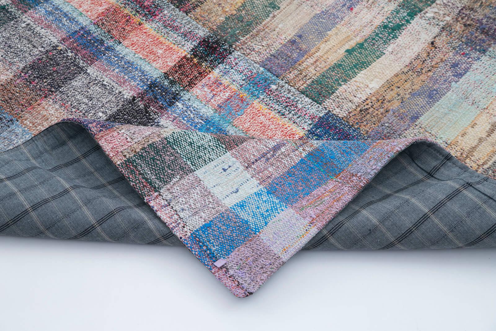 Kırk Yama Gri Patchwork Pamuk Yün El Dokuma Halısı 204x301 Agacan