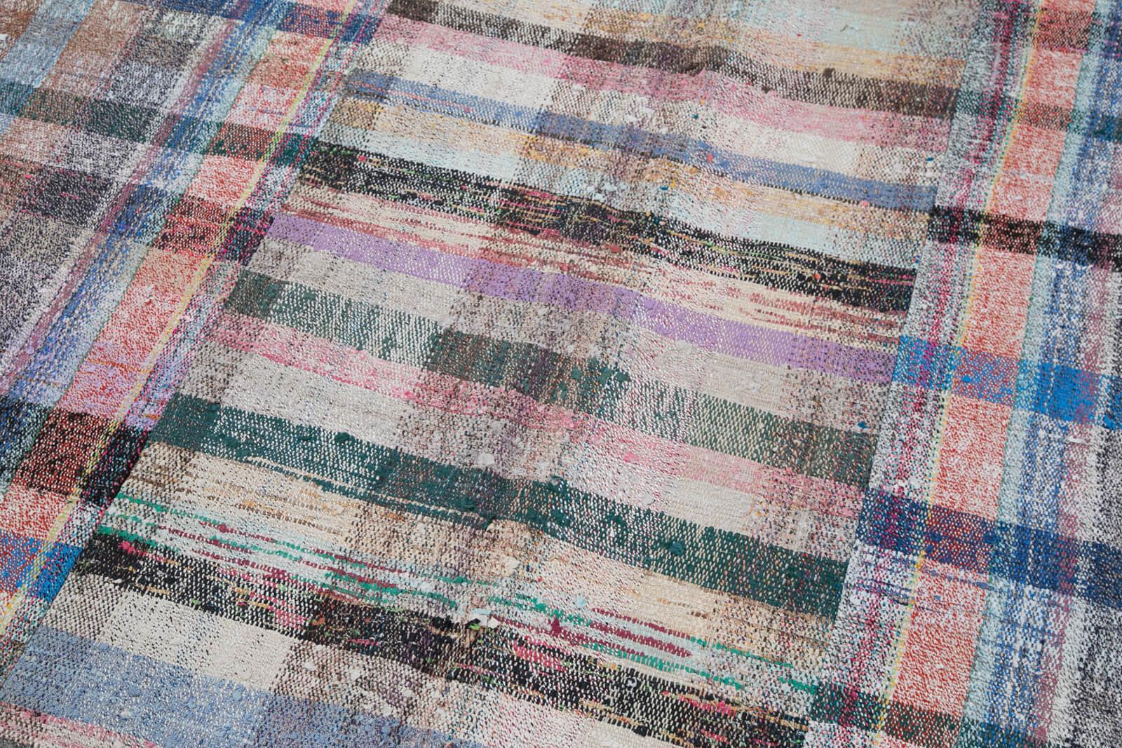 Kırk Yama Gri Patchwork Pamuk Yün El Dokuma Halısı 204x301 Agacan
