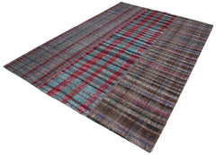 Kırk Yama Gri Patchwork Pamuk Yün El Dokuma Halısı 205x300 Agacan