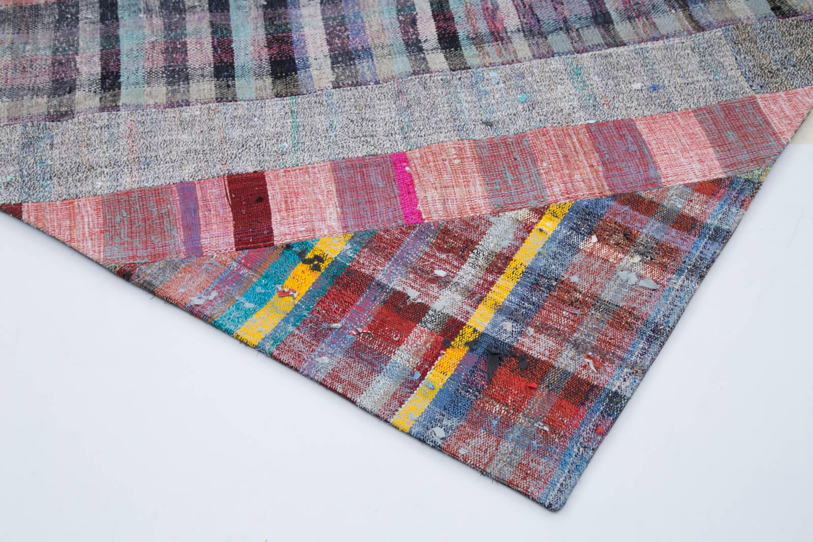 Kırk Yama Gri Patchwork Pamuk Yün El Dokuma Halısı 202x304 Agacan
