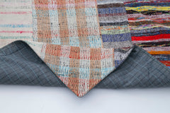 Kırk Yama Gri Patchwork Pamuk Yün El Dokuma Halısı 202x304 Agacan