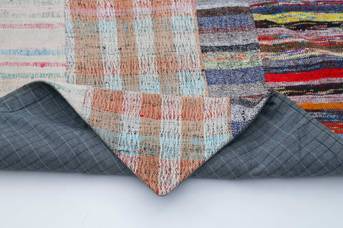 Kırk Yama Gri Patchwork Pamuk Yün El Dokuma Halısı 202x304 Agacan