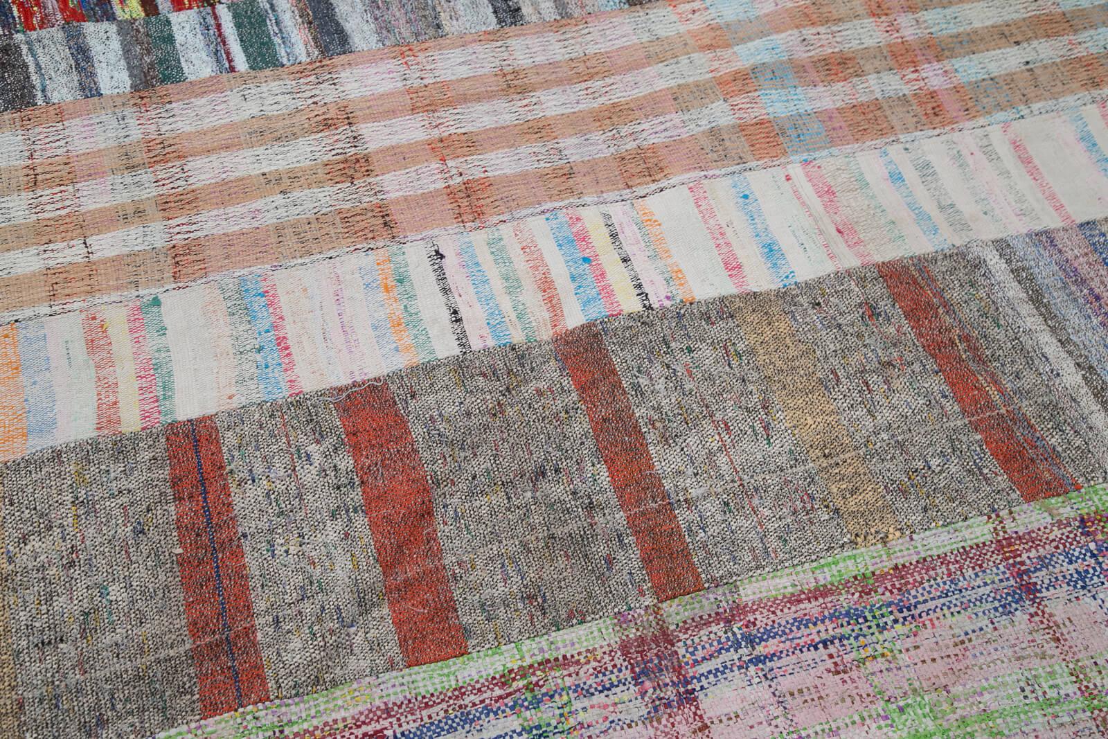 Kırk Yama Gri Patchwork Pamuk Yün El Dokuma Halısı 202x304 Agacan