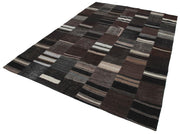 Kırk Yama Kahverengi Patchwork Pamuk Yün El Dokuma Halısı 212x303 Agacan