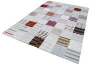 Kırk Yama Gri Patchwork Pamuk Yün El Dokuma Halısı 201x300 Agacan