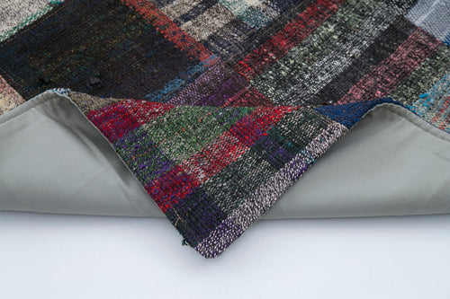 Kırk Yama Gri Patchwork Pamuk Yün El Dokuma Halısı 100x250 Agacan