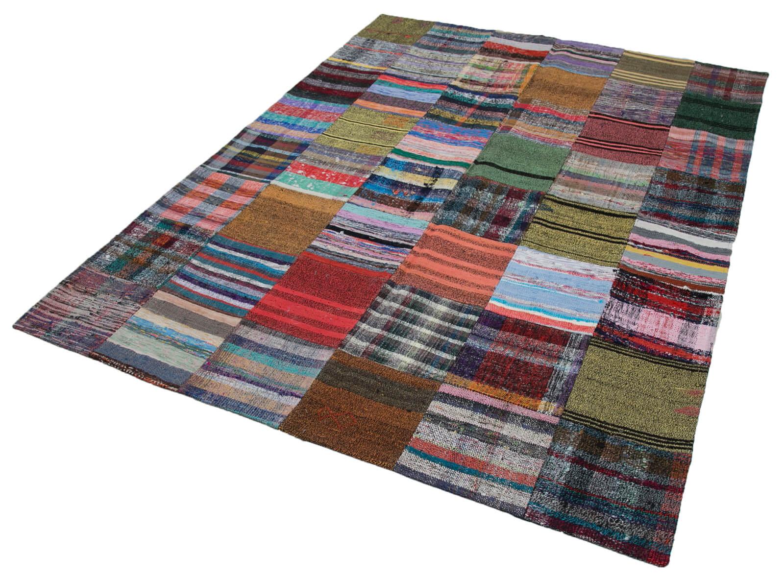 Kırk Yama Gri Patchwork Pamuk Yün El Dokuma Halısı 180x240 Agacan