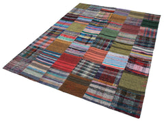 Kırk Yama Gri Patchwork Pamuk Yün El Dokuma Halısı 180x240 Agacan