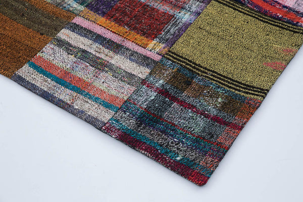 Kırk Yama Gri Patchwork Pamuk Yün El Dokuma Halısı 180x240 Agacan