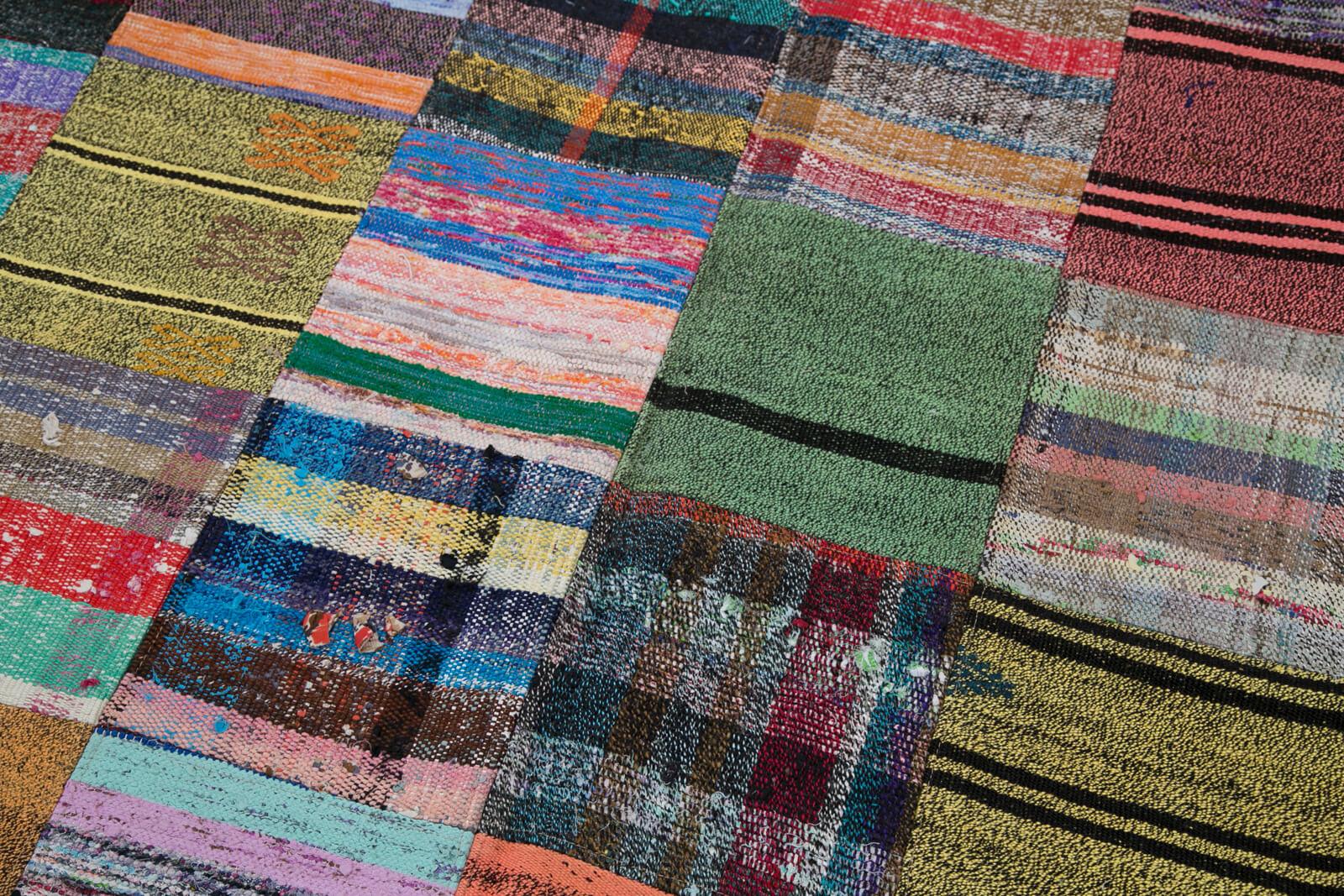 Kırk Yama Gri Patchwork Pamuk Yün El Dokuma Halısı 180x240 Agacan