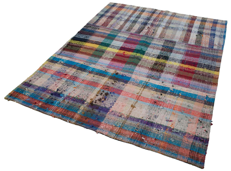 Kırk Yama Gri Patchwork Pamuk Yün El Dokuma Halısı 170x222 Agacan