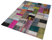 Kırk Yama Gri Patchwork Pamuk Yün El Dokuma Halısı 140x195 Agacan