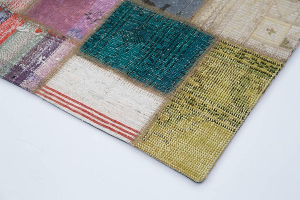 Kırk Yama Gri Patchwork Pamuk Yün El Dokuma Halısı 140x195 Agacan