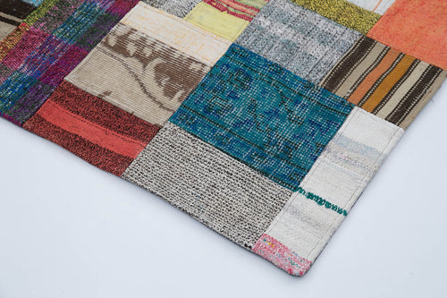 Kırk Yama Gri Patchwork Pamuk Yün El Dokuma Halısı 170x240 Agacan