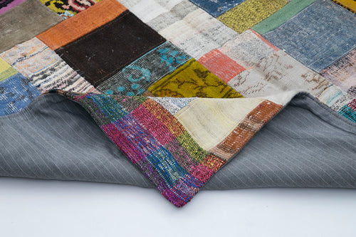 Kırk Yama Gri Patchwork Pamuk Yün El Dokuma Halısı 170x240 Agacan
