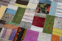 Kırk Yama Gri Patchwork Pamuk Yün El Dokuma Halısı 169x239 Agacan