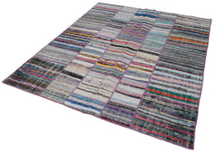 Kırk Yama Gri Patchwork Pamuk Yün El Dokuma Halısı 200x237 Agacan