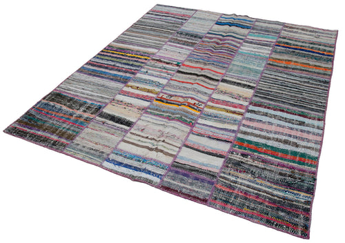 Kırk Yama Gri Patchwork Pamuk Yün El Dokuma Halısı 200x237 Agacan