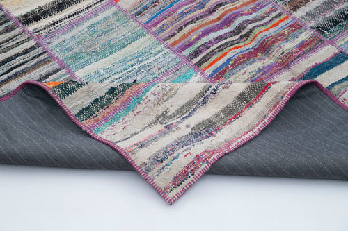 Kırk Yama Gri Patchwork Pamuk Yün El Dokuma Halısı 200x237 Agacan
