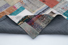 Kırk Yama Gri Patchwork Pamuk Yün El Dokuma Halısı 170x240 Agacan