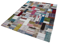 Kırk Yama Gri Patchwork Pamuk Yün El Dokuma Halısı 172x240 Agacan