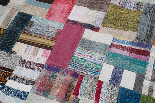Kırk Yama Gri Patchwork Pamuk Yün El Dokuma Halısı 172x240 Agacan