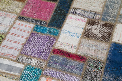 Kırk Yama Gri Patchwork Pamuk Yün El Dokuma Halısı 170x234 Agacan