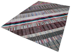 Kırk Yama Gri Patchwork Pamuk Yün El Dokuma Halısı 204x300 Agacan