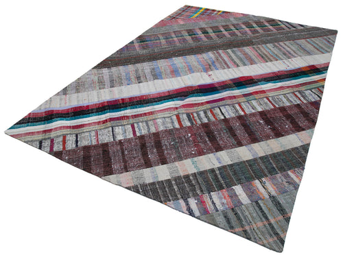 Kırk Yama Gri Patchwork Pamuk Yün El Dokuma Halısı 204x300 Agacan