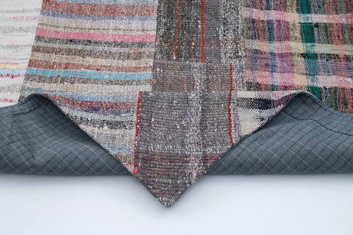 Kırk Yama Gri Patchwork Pamuk Yün El Dokuma Halısı 204x300 Agacan