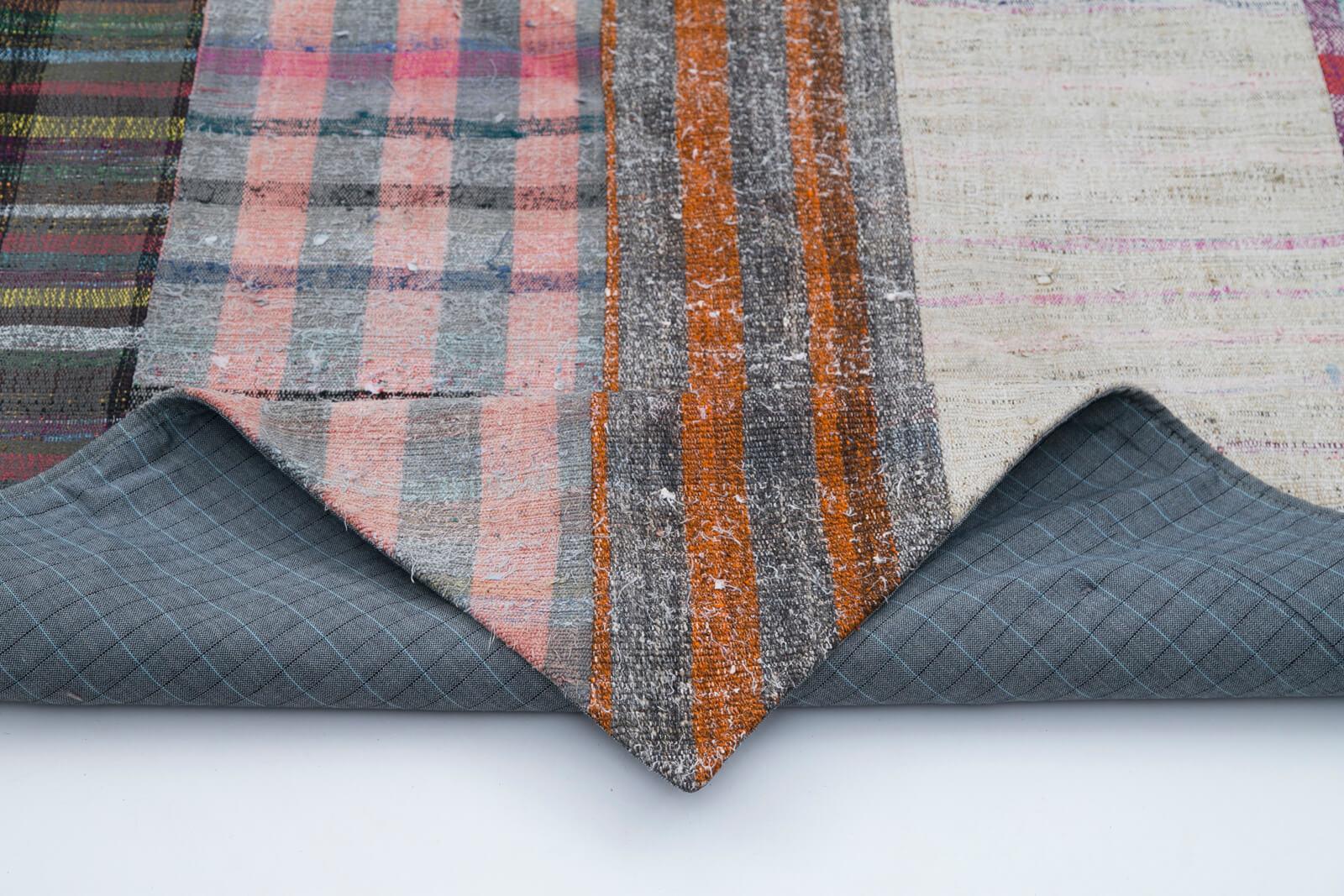 Kırk Yama Gri Patchwork Pamuk Yün El Dokuma Halısı 197x305 Agacan