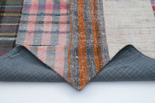 Kırk Yama Gri Patchwork Pamuk Yün El Dokuma Halısı 197x305 Agacan