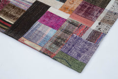 Kırk Yama Gri Patchwork Pamuk Yün El Dokuma Halısı 205x305 Agacan