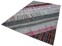 Kırk Yama Gri Patchwork Pamuk Yün El Dokuma Halısı 206x304 Agacan