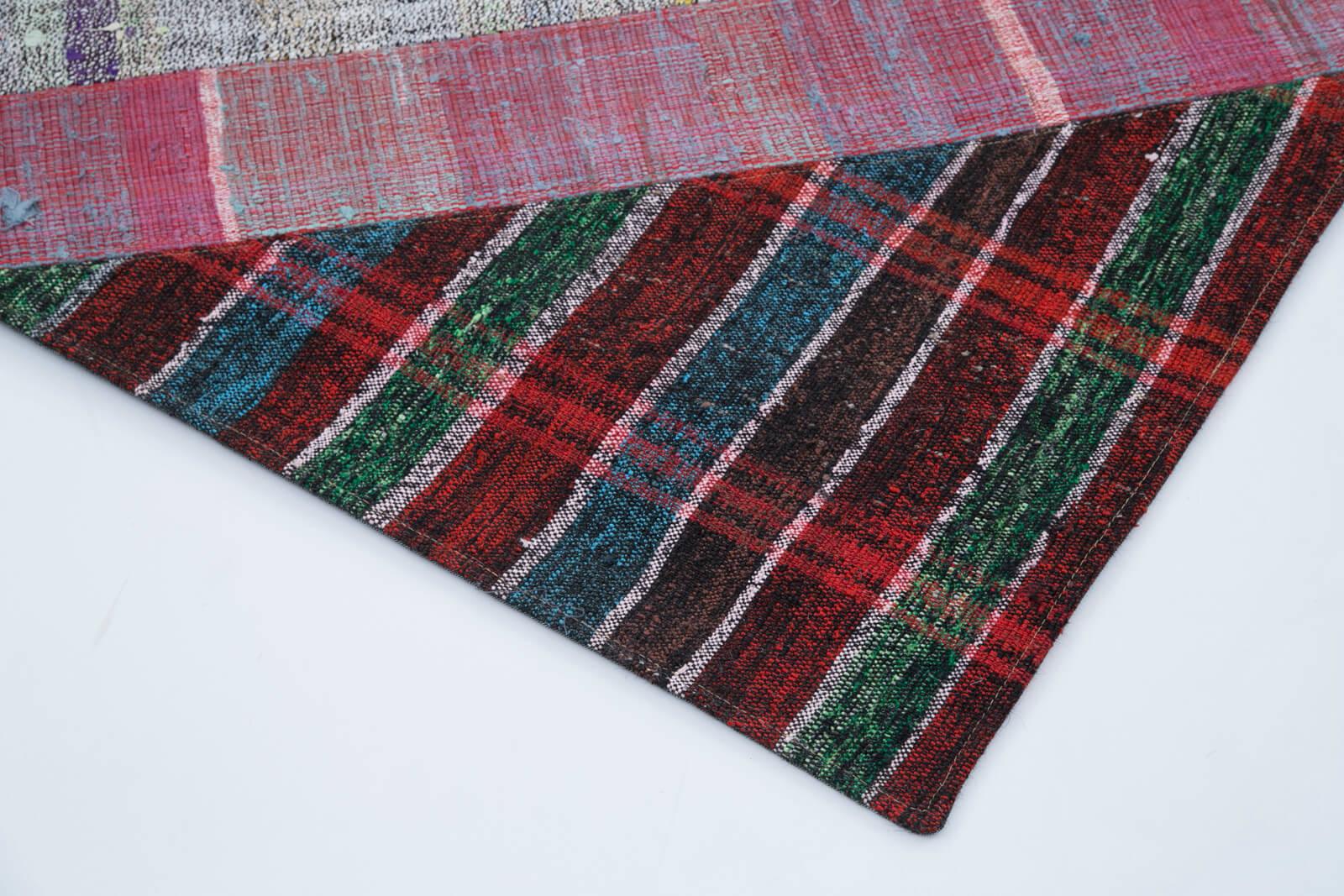 Kırk Yama Gri Patchwork Pamuk Yün El Dokuma Halısı 206x304 Agacan