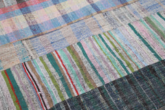 Kırk Yama Gri Patchwork Pamuk Yün El Dokuma Halısı 206x304 Agacan