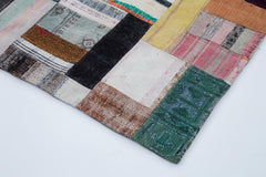 Kırk Yama Gri Patchwork Pamuk Yün El Dokuma Halısı 200x303 Agacan