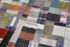 Kırk Yama Gri Patchwork Pamuk Yün El Dokuma Halısı 200x303 Agacan