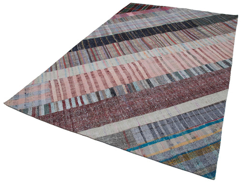 Kırk Yama Gri Patchwork Pamuk Yün El Dokuma Halısı 197x305 Agacan