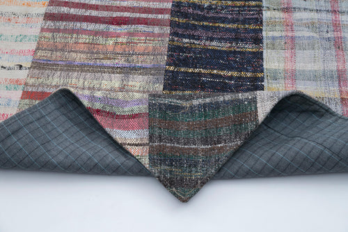 Kırk Yama Gri Patchwork Pamuk Yün El Dokuma Halısı 197x305 Agacan