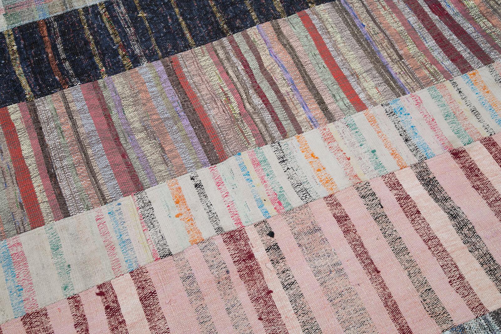 Kırk Yama Gri Patchwork Pamuk Yün El Dokuma Halısı 197x305 Agacan
