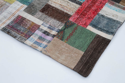Kırk Yama Gri Patchwork Pamuk Yün El Dokuma Halısı 200x295 Agacan