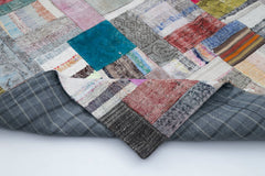 Kırk Yama Gri Patchwork Pamuk Yün El Dokuma Halısı 200x295 Agacan