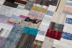Kırk Yama Gri Patchwork Pamuk Yün El Dokuma Halısı 200x305 Agacan