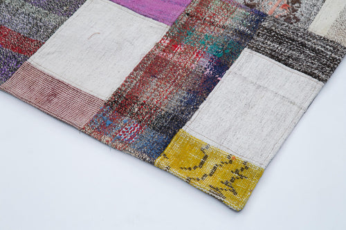 Kırk Yama Gri Patchwork Pamuk Yün El Dokuma Halısı 200x300 Agacan